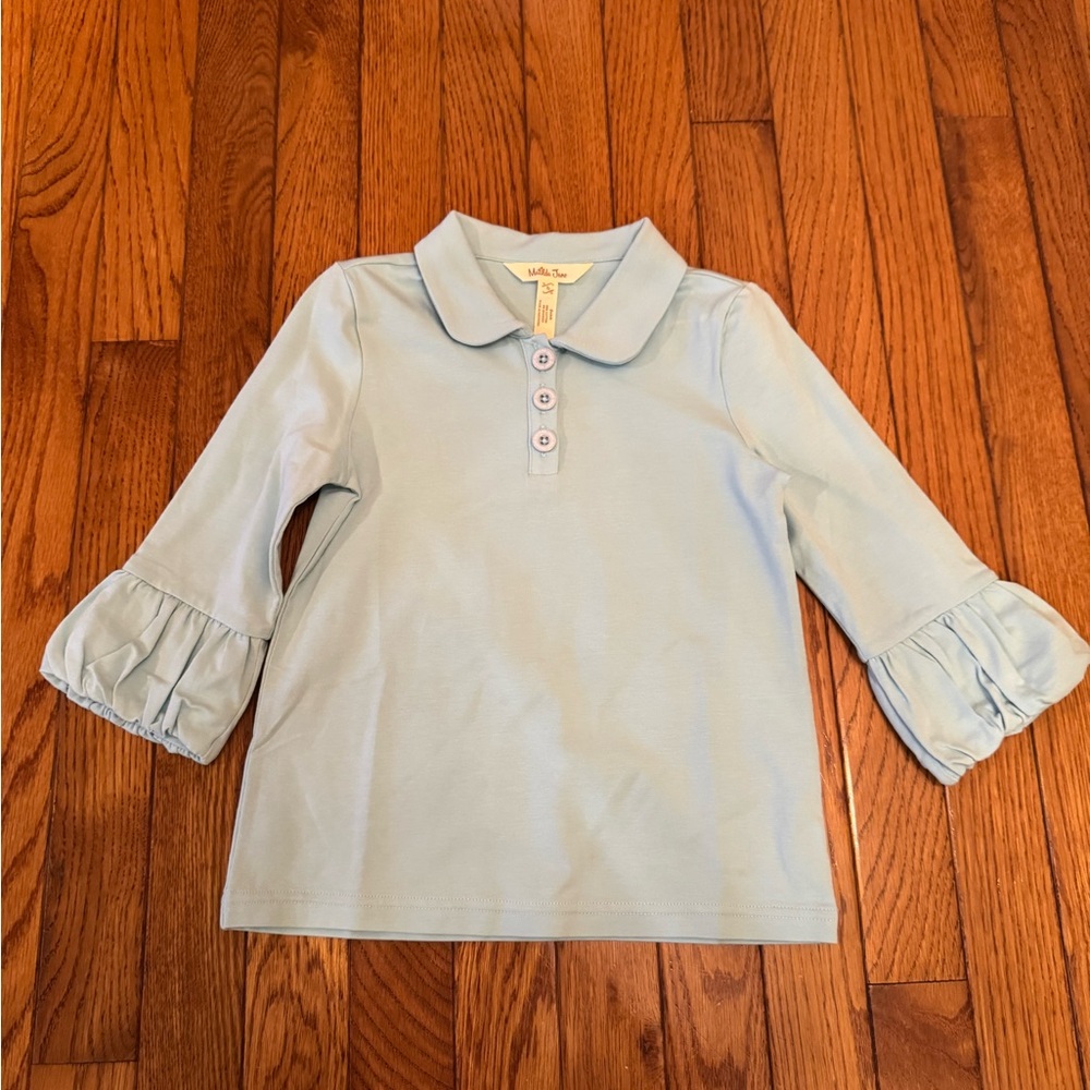 Matilda Jane Sky Blue Button Down with Ruffle Sleeves